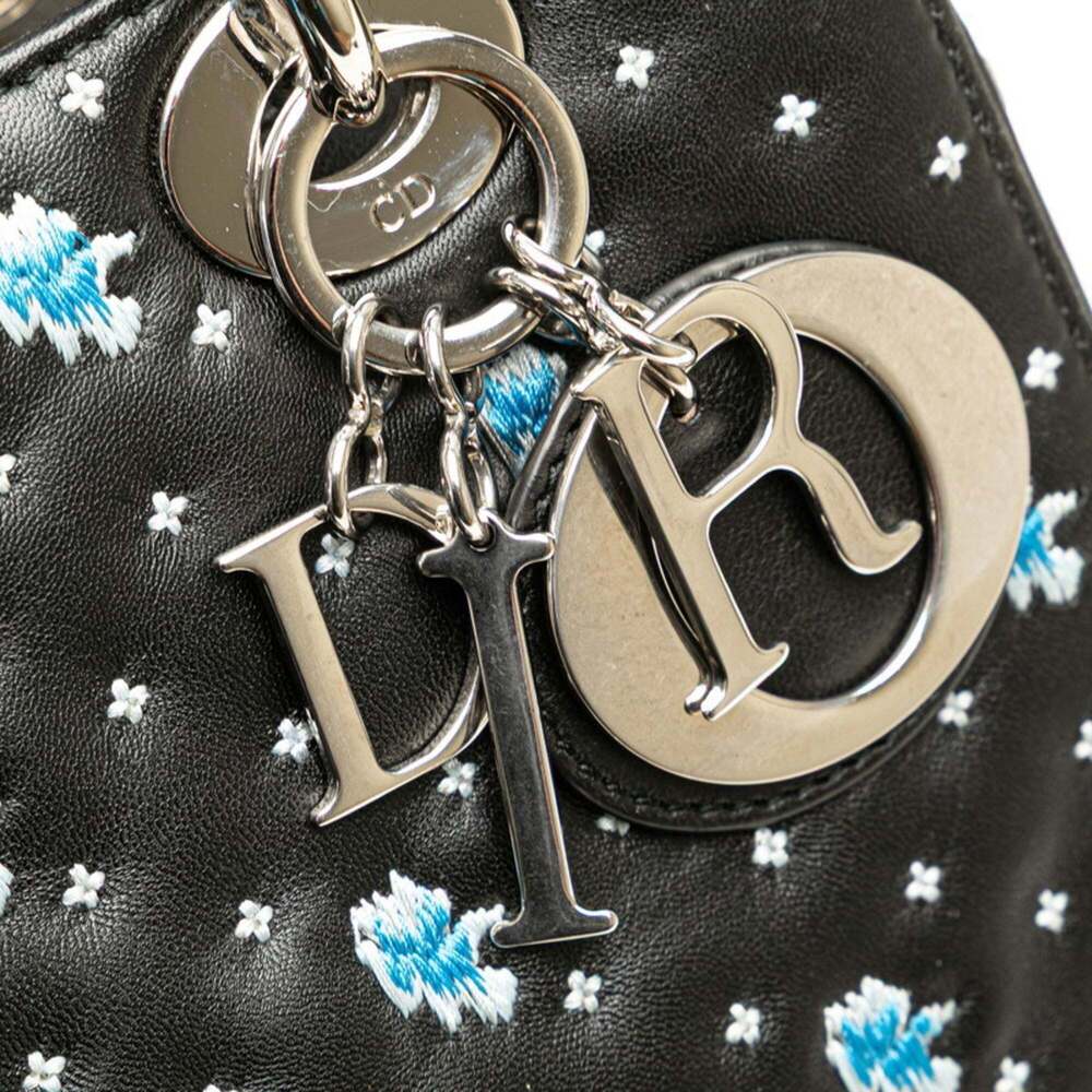 Christian Dior Dior Embroidered Flower Handbag/Shoulder Bag, 2-Way, Black/Blu... - Picture 4 of 12